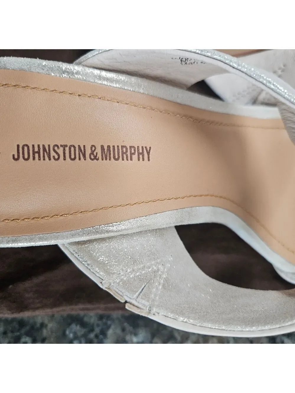 Johnston & Murphy Evelyn Twisted Slide Block Heel Sandals | Silver | Women’s 7 |